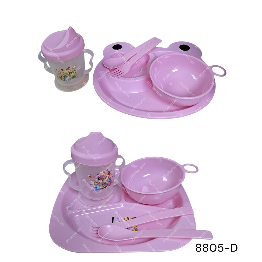 SET BEBE CUAD Y RANA 4PZS VASO BOWL