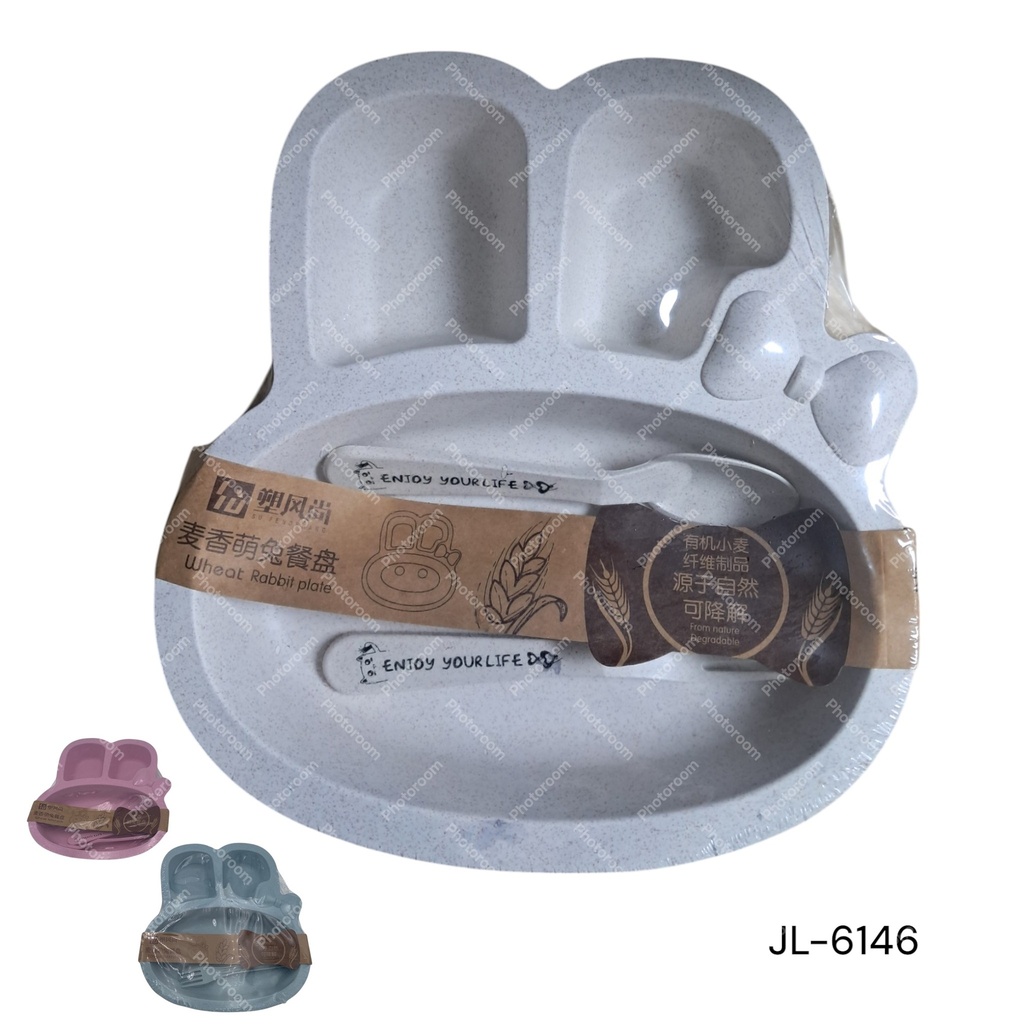 PLATO PARA BEBE CON CUBIERTOS CONEJO