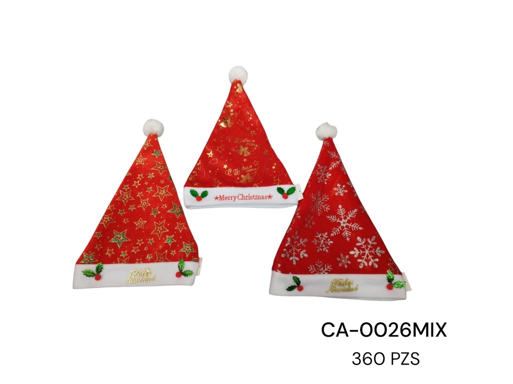 NAVIDAD GORRO 42CM ESTR. NIEVE