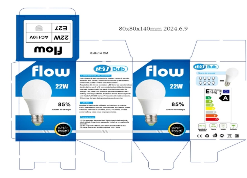 BOMBILLO AHORRATIVO E27/110V/ 22W CXB-100UD.
