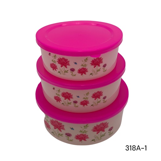 [318A-1] ENVASE 3 PIEZAS CREMA FLORES 13CM 11CM 9