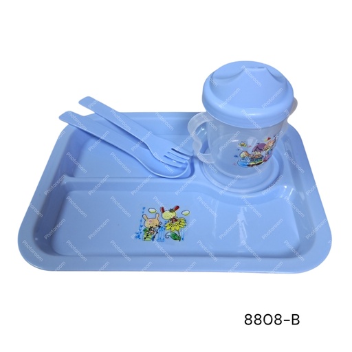 [8808-B] JUEGO PLATO, VASO Y CUBIERTOS PARA BEBE