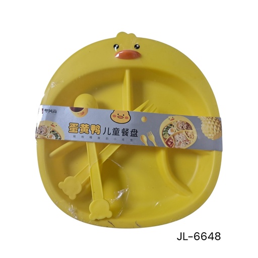 [JL-6648] PLATO PARA BEBE CON CUBIERTOS PATITO