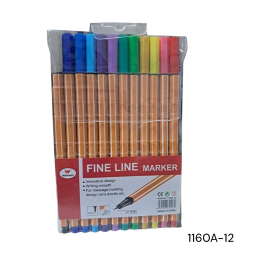 [1160A-12] MARCADOR DE PUNTA FINA 12 PZA