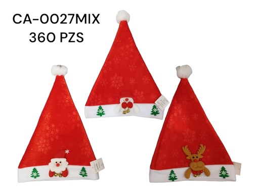 [CA-0027MIX] NAVIDAD GORRO 42CM RE. SA. MU CXB 360UD.